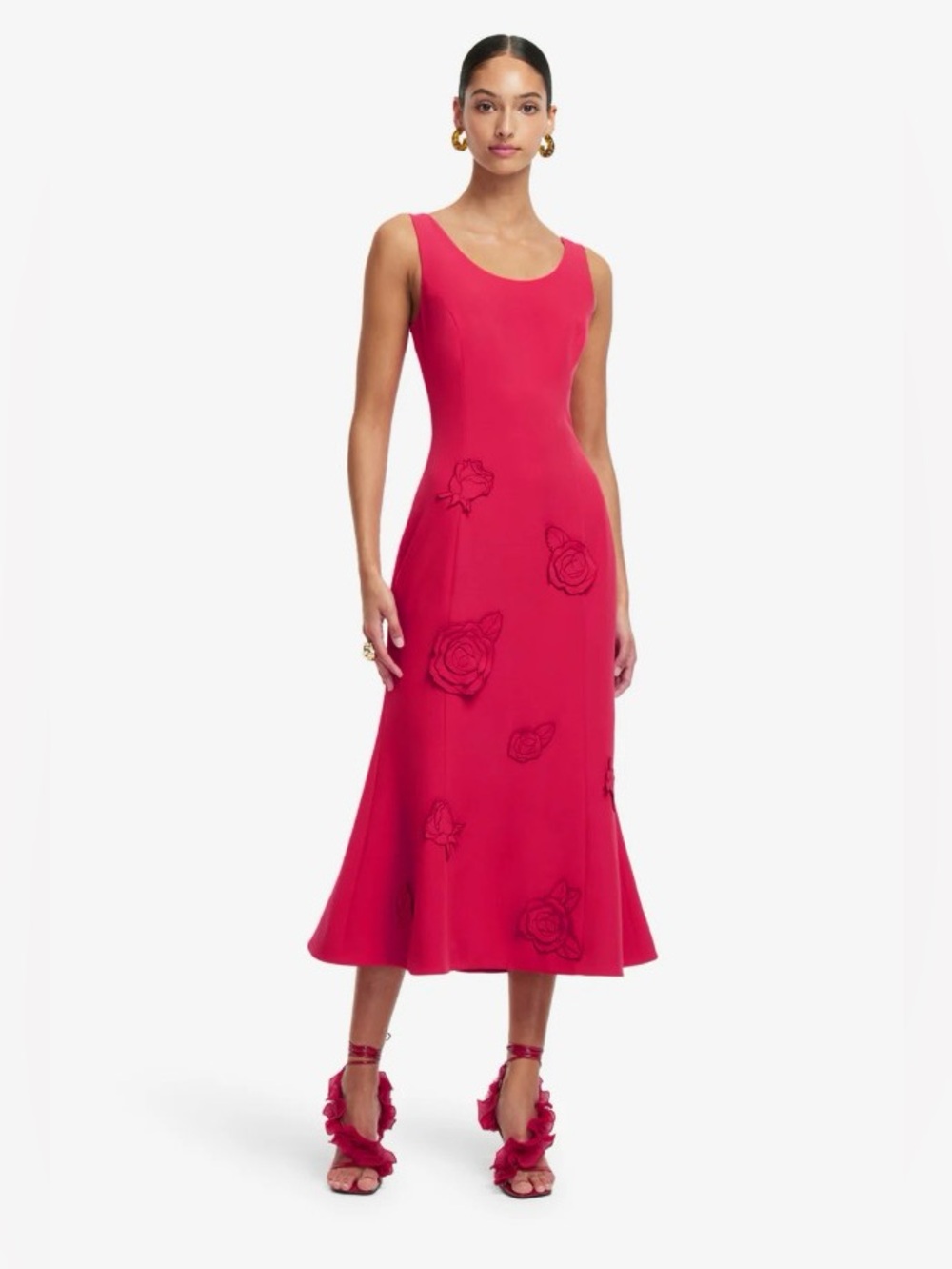 LEO LIN EMILY Red Flower Applique Trumpet Mini Dress AU8/US4 NWOT - Picture 3 of 6